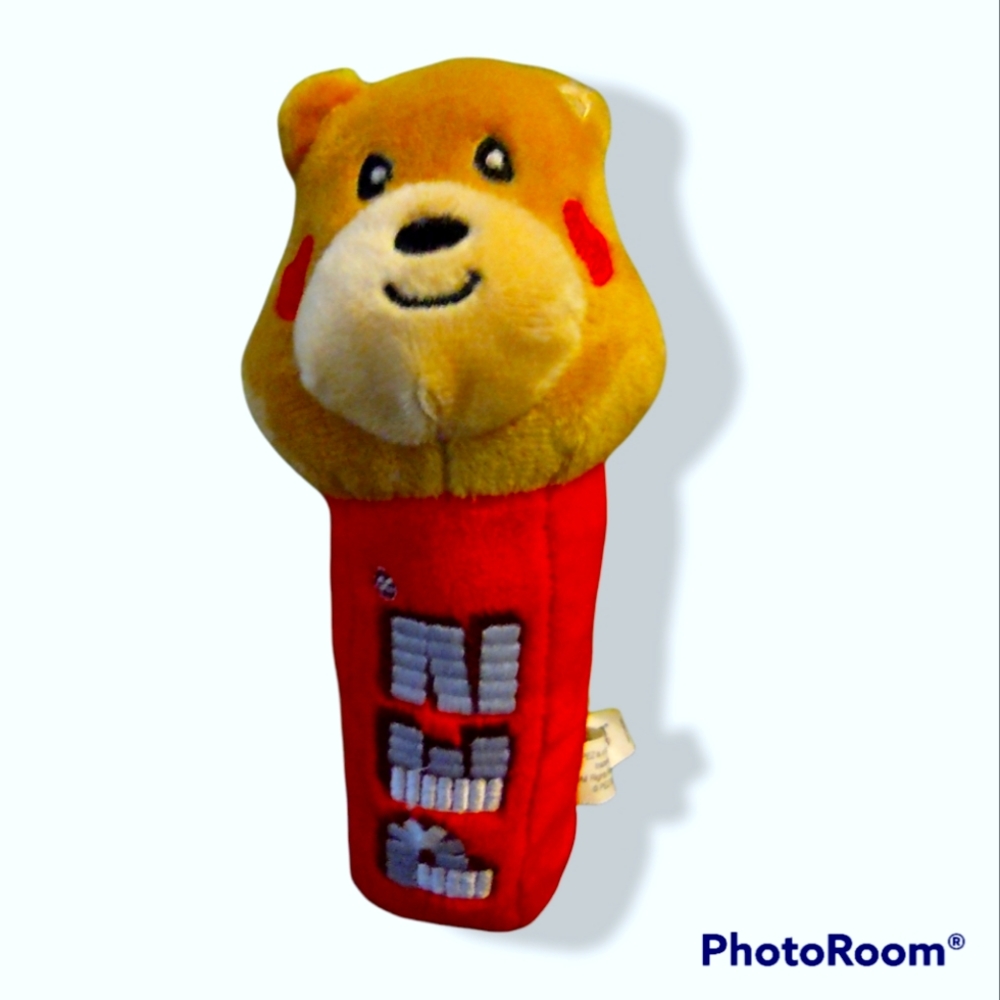 ✓PEZ Valentine's Candy Teddy Bear Heart Plush 7in